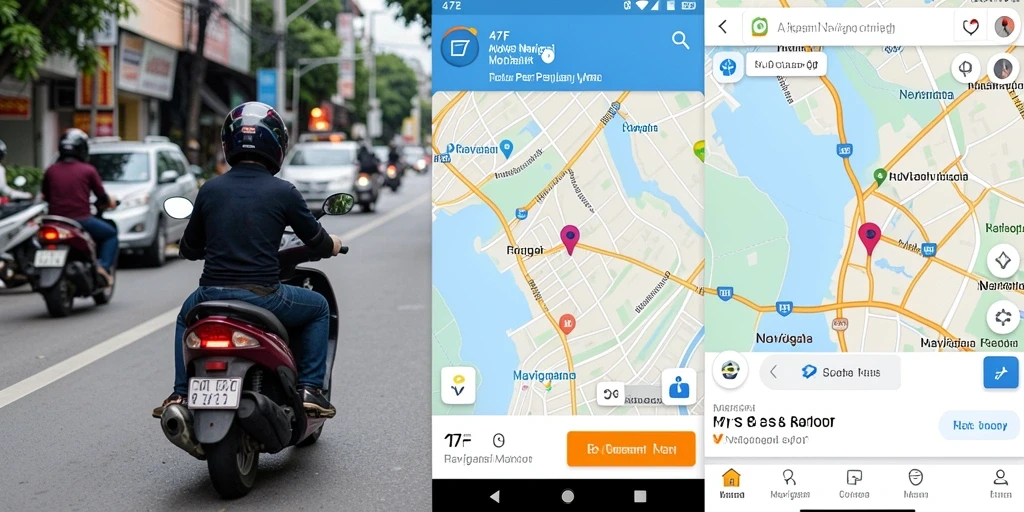 Tampilan antarmuka utama aplikasi 47F untuk Navigasi Motor yang user-friendly.