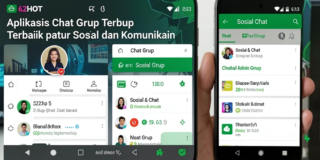 Tampilan antarmuka 62HOT dengan fitur Chat Grup yang menarik.