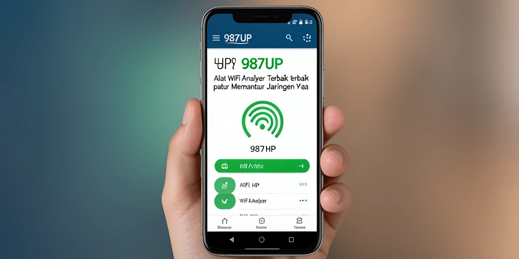 Tampilan antarmuka aplikasi WiFi Analyzer 987UP yang informatif dan mudah dipahami.