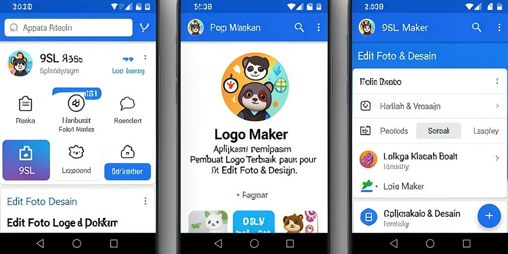 Tampilan antarmuka aplikasi 9SL untuk membuat logo yang menarik.