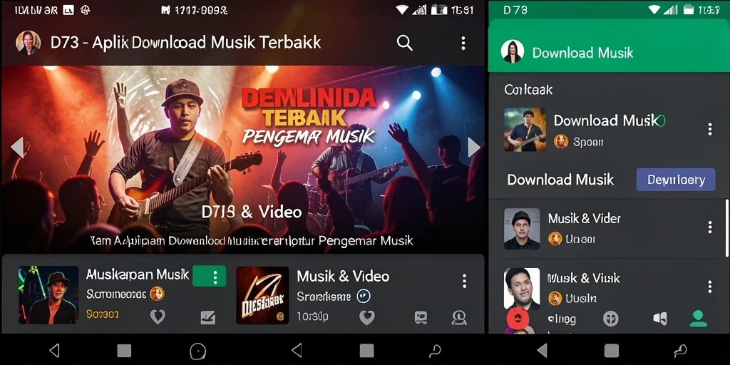 Tampilan antarmuka D73 yang sederhana dan fungsional untuk Download Musik.