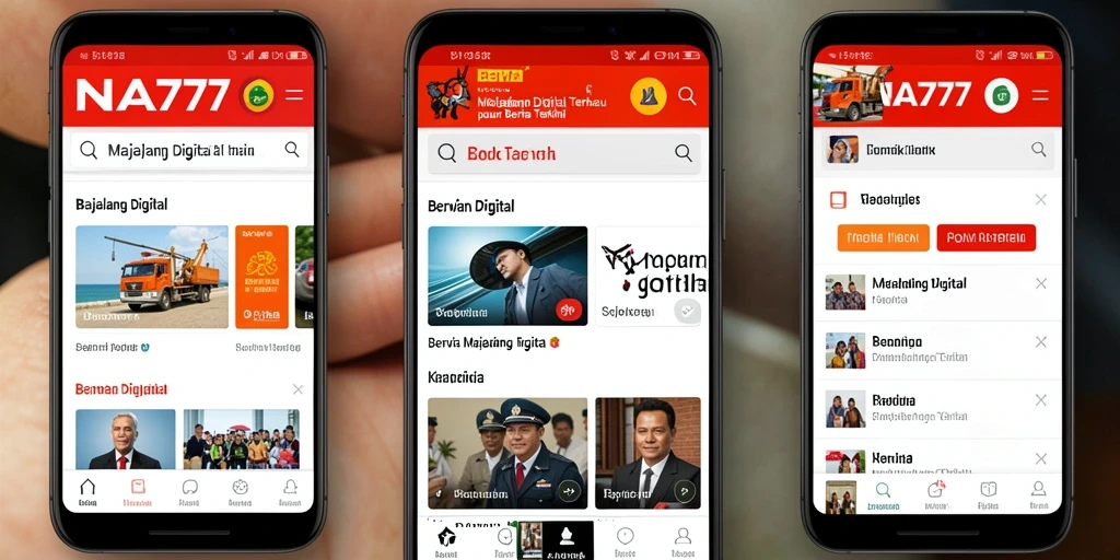 Screenshot NA777 menampilkan antarmuka aplikasi Majalah Digital yang modern.