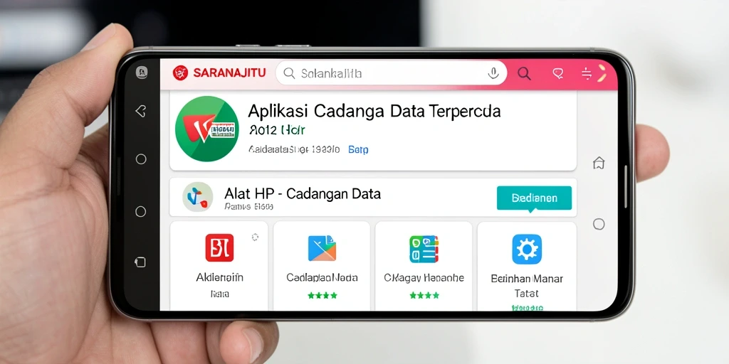 Antarmuka pengguna SARANAJITU yang sederhana dan efektif untuk cadangan data.